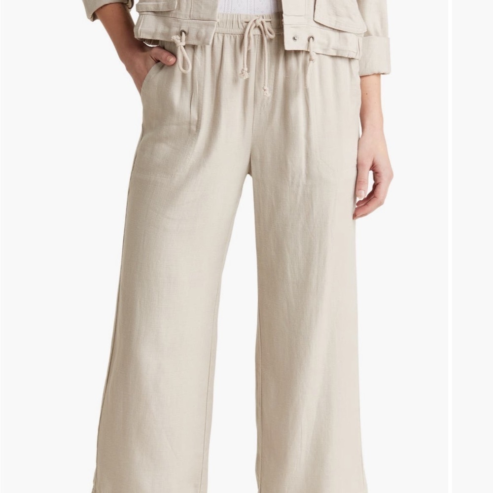 Splendid Sorrento Cropped Wide Leg Pants Almond Women’s XL